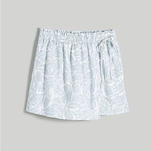 NWT Madewell Pull on Paperbag waist high-rise linen printed faux wrap skort